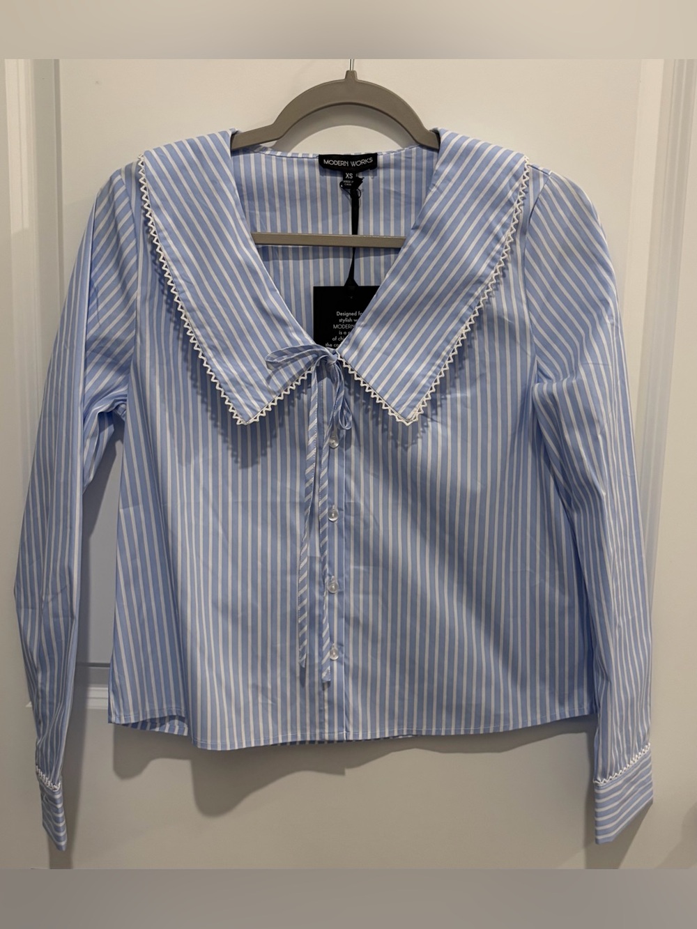 Modern Society Blue Striped Sailor Collar Blouse
